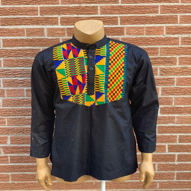 AfroGH Kente Colour Block Long Sleeve Shirt