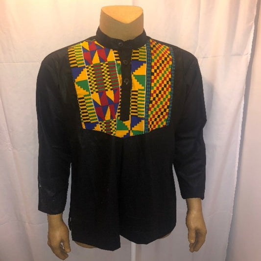 AfroGH Kente Colour Block Long Sleeve Shirt